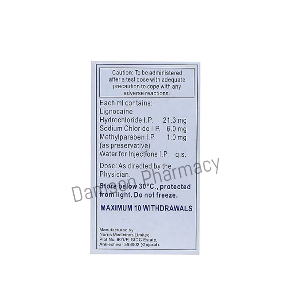 Lox 2% Lignocaine Injection 30ml Lox 2% Lignocaine Injection