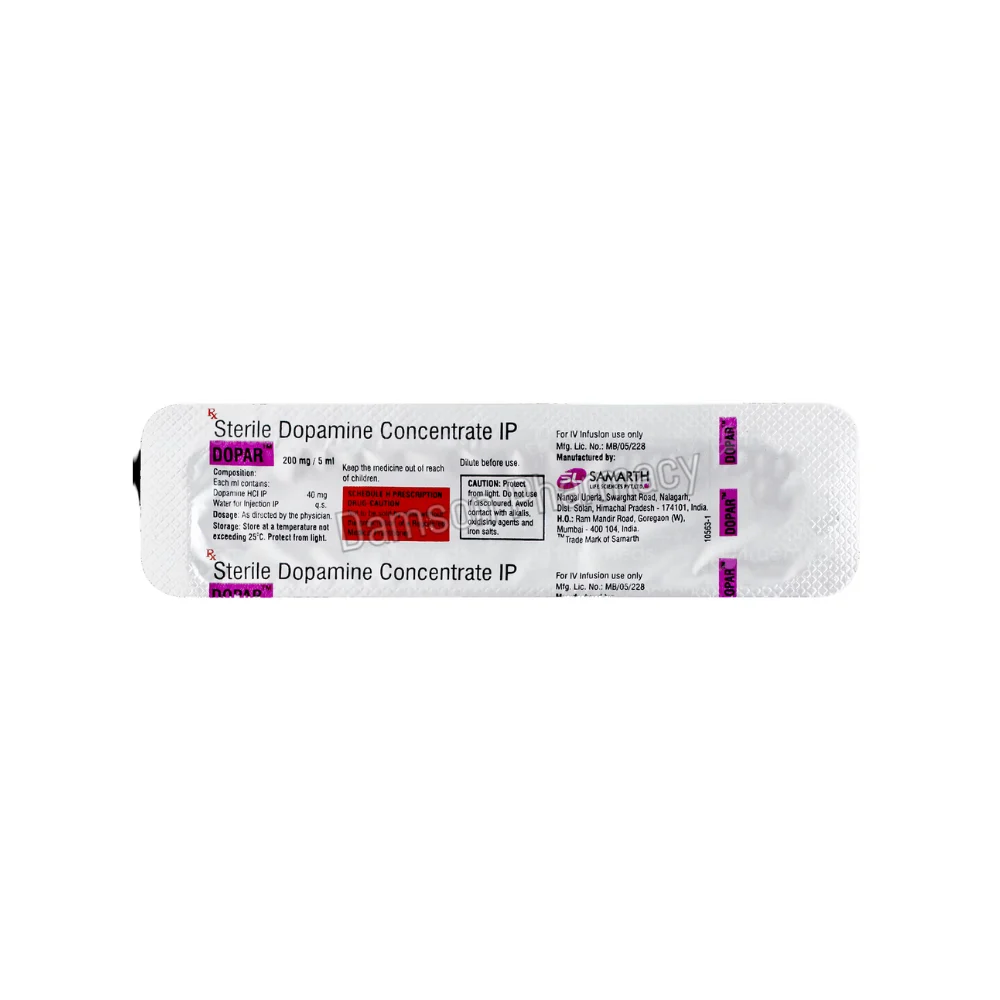 Dopar Dopamine 200mg Injection Dopar Dopamine 200mg Injection 1