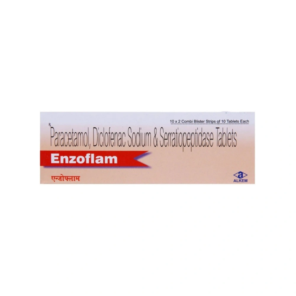 Diclofenac Sodium , Paracetamol & Serratiopeptidase 390mg Box Front Image